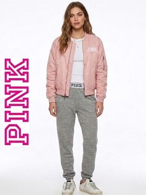 🎀 Victoria’s Secret “ PINK” Logo Bomber Jacket 🎀